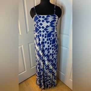 Chicos Blue/White Maxi Dress w/Removable Straps